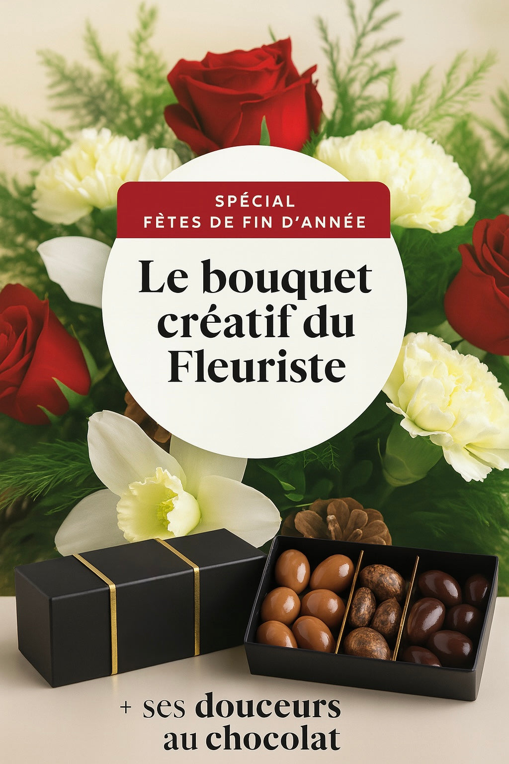 BOUQUET CRÉATIF DU FLEURISTE - SPÉCIAL FÊTES DE FIN D'ANNÉE