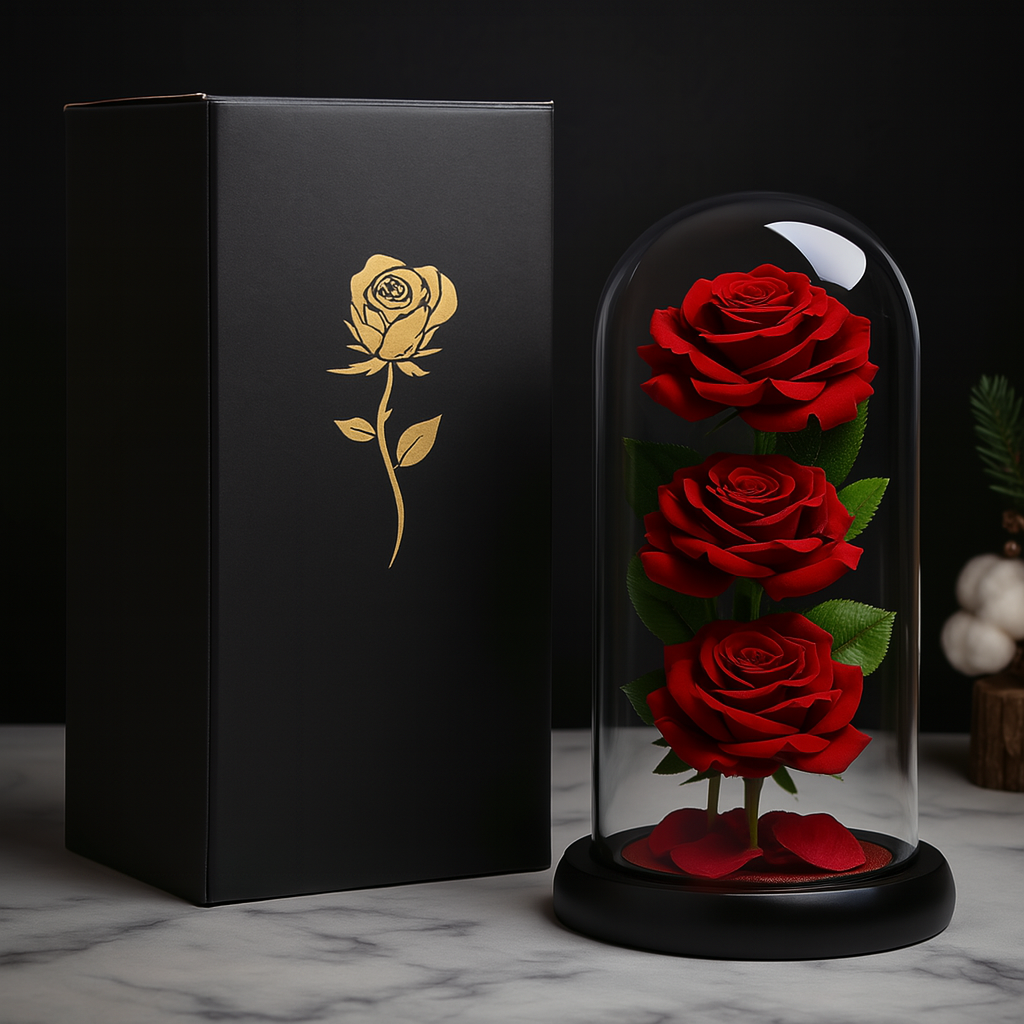 Rose Éternelle Illuminée sous Verre